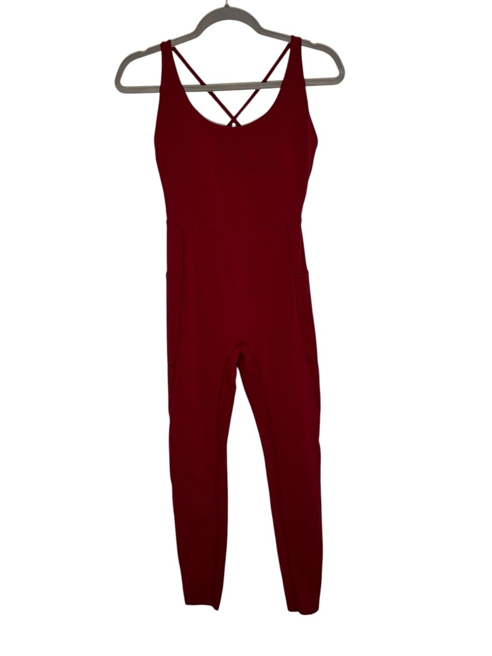 Curves N Combatboots Size S Red One‎ Piece Jumpsuit Jumper Yoga Stretch Strappy